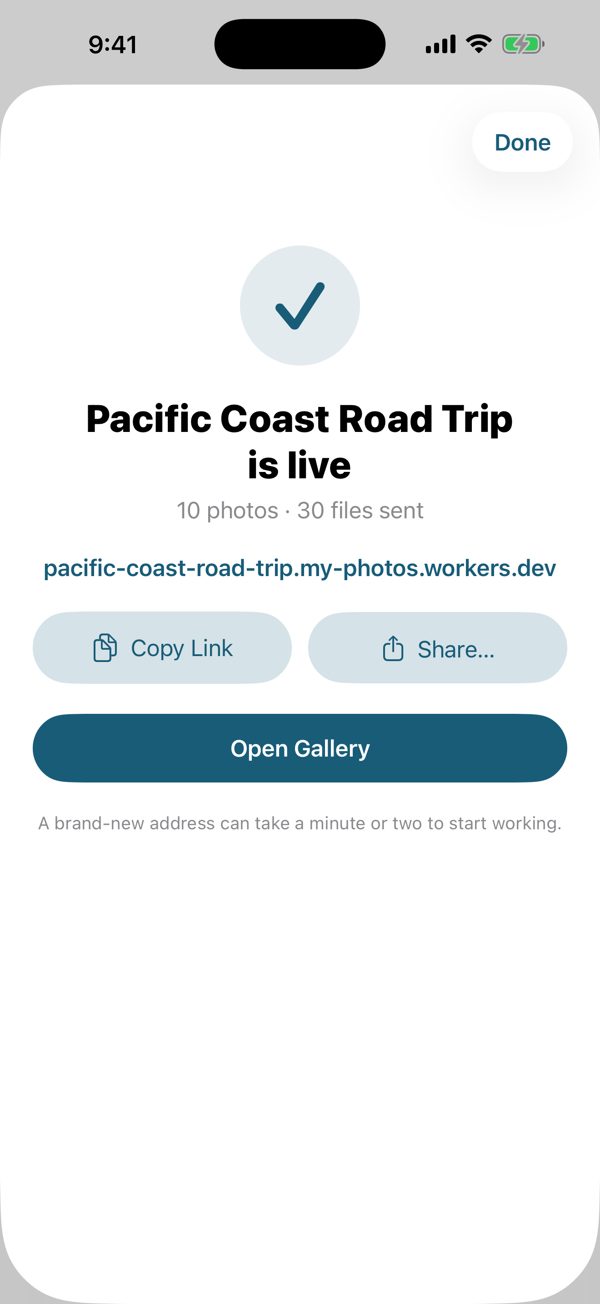 Published, with a link to share